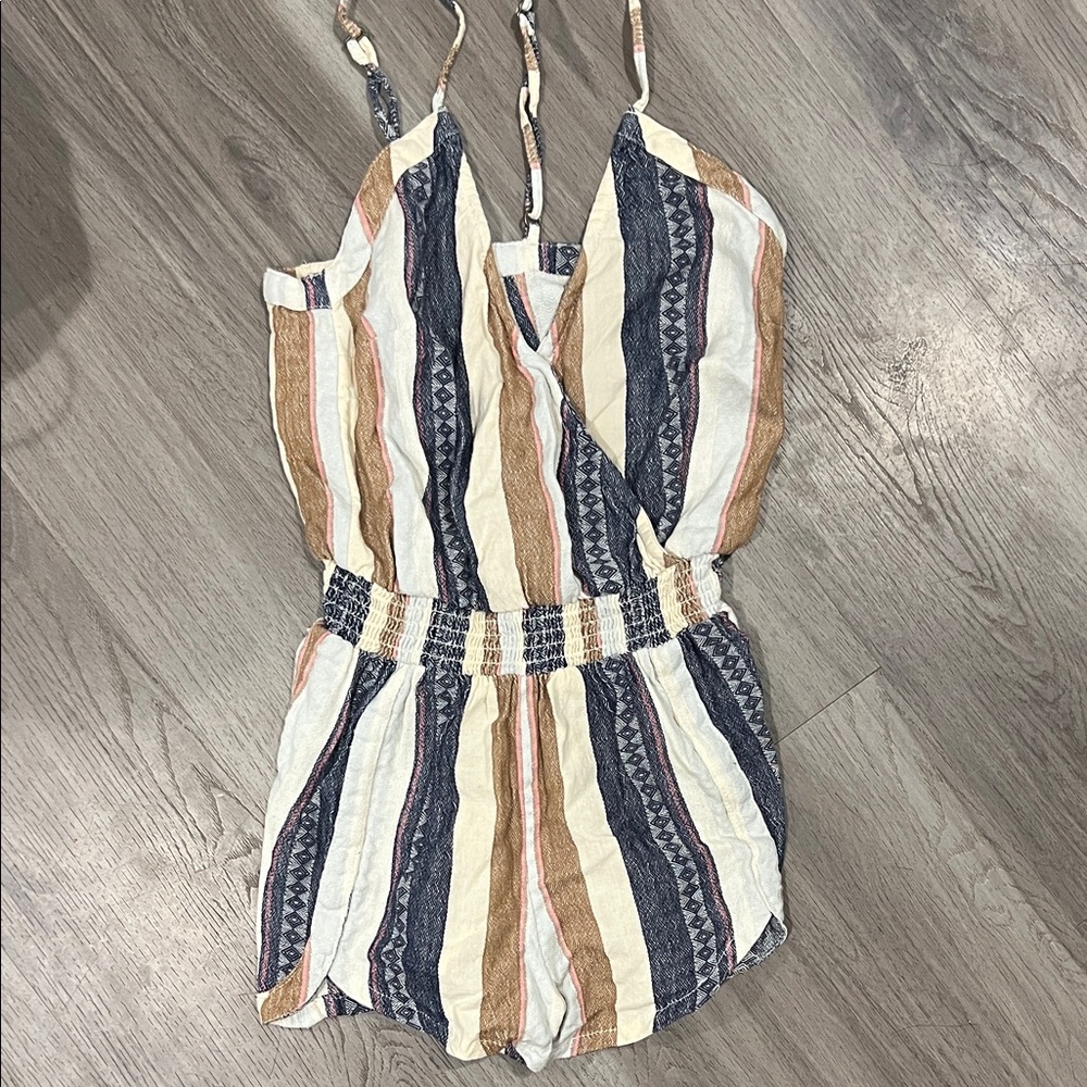 O'Neill Navy, Cream & Tan Striped Romper